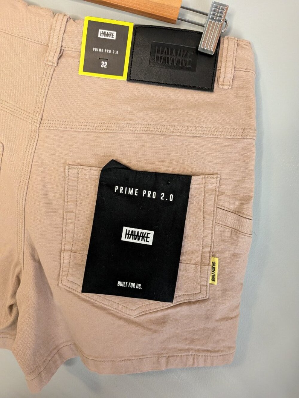 NWT Hawke Prime Pro Shorts Mens 32 Beige Chino Cotton Canvas Stretch Workwear - Picture 4 of 8
